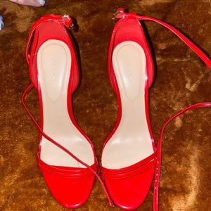 Aldo red strappy heel w/ matching purse